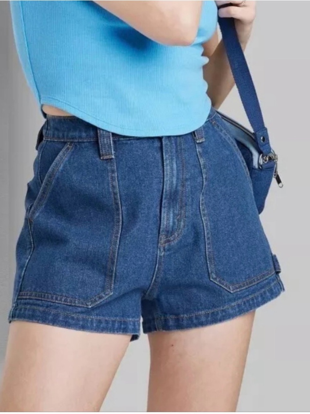 Wild Fable Super High-Rise Utility Dark Blue Denim Shorts Sz 6